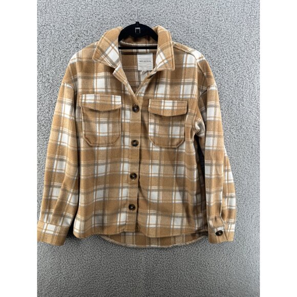 Avec Les Filles Women's Plaid Button-Up Jacket Size Small Polyester Wool Blend - Picture 1 of 6